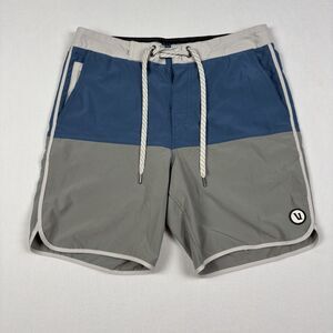Vuori Cruise Board Shorts Men's Size 30 Blue Grey Swim Trunks Colorblock